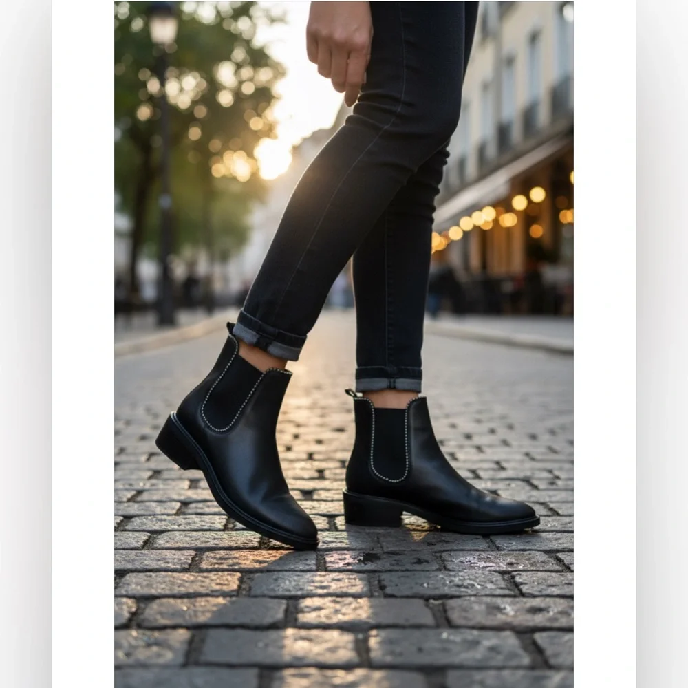 Coach Bowery Ball Chain Leather Ankle Bootie Size 8.5